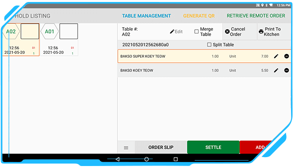 Order List with Print to Kitchen Printer